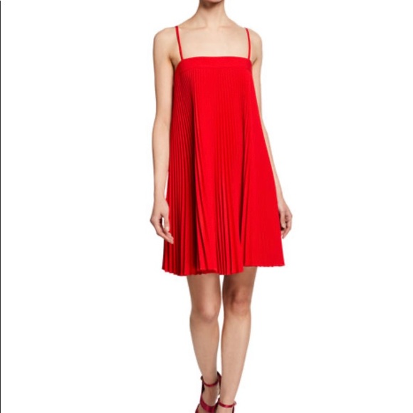 Milly Dresses & Skirts - Milly NWT Pleated Mila Dress in Ruby Red. Size 8.